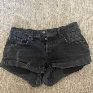 Black de stressed jean shorts from Grlfrnd